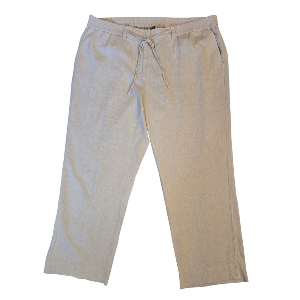 Talbots Easy Drawstring Pant Beige Linen Blend Straight Leg 16WP Woman Petites